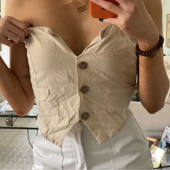 free people button up strapless vest top xs - Picture 2 of 5